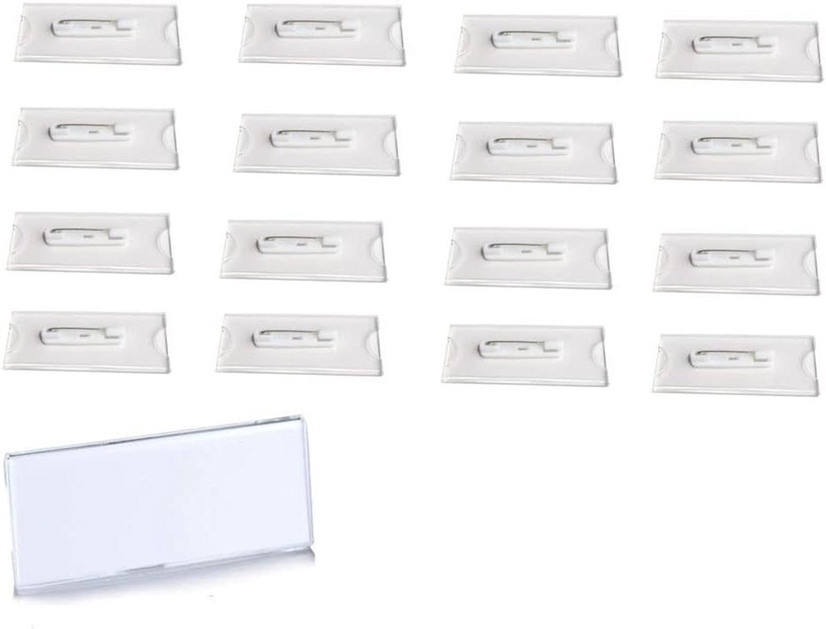 Naamkaarthouders Clips - Badge Houders - Identificatie Tonen - Veiligheidspeld Bevestiging - 30x70 mm - Transparant