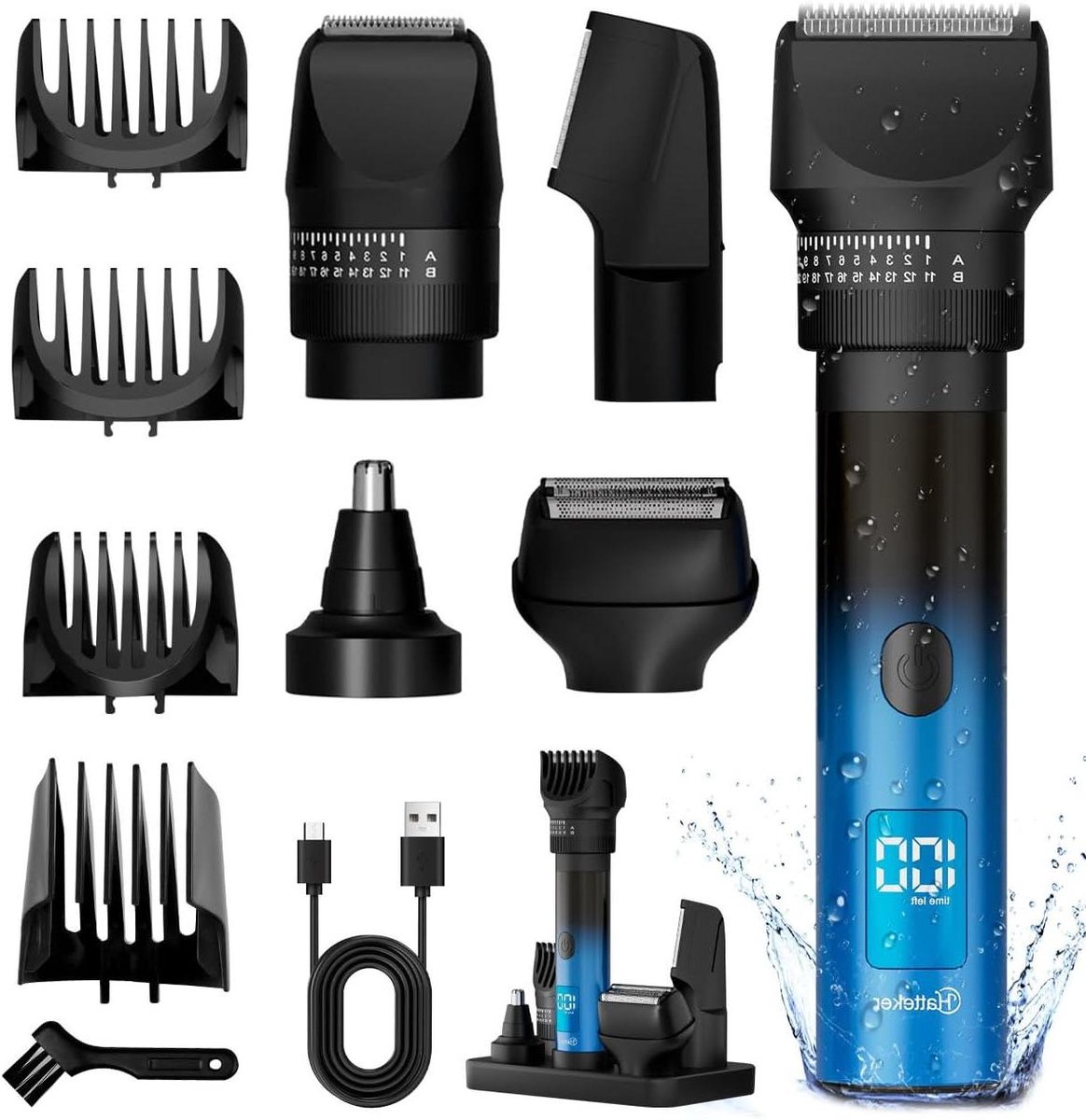 Multifunctionele Trimmer - Baardtrimmer Scheerapparaat - Gezichtsverzorging Lichaamsstyling - 5-in-1 Set - 40 Lengtes Instelbaar - Zwart