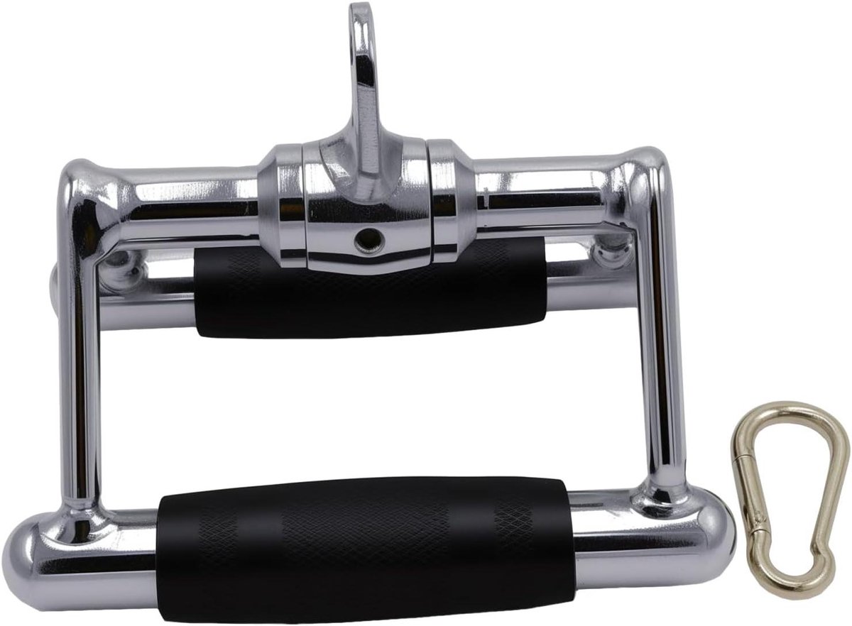 Kracht Training Handvat - Kabel Accessoires - Spier Opbouw - Dubbele D Ontwerp - 400kg Capaciteit - Chroom