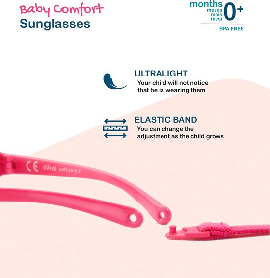 Flexibele Baby Zonnebril Roze 0-18 Maanden - 100% UV400 Polariserende Glazen van Merkloos — afbeelding 4