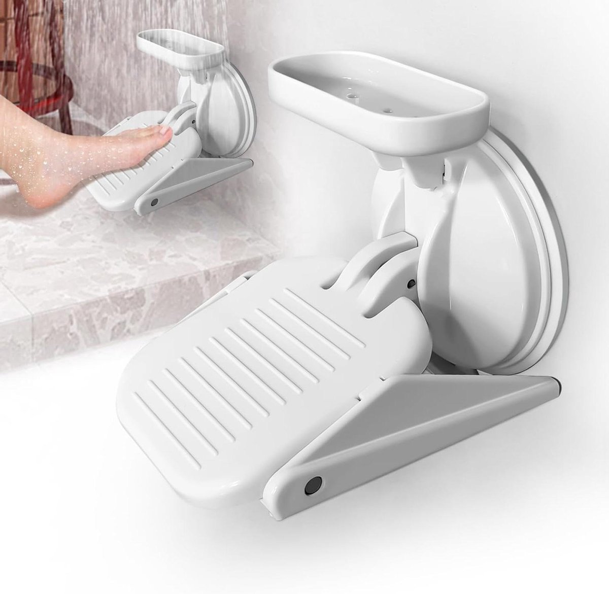 Douche Voetsteun - Badkamer Pedaal - Veilig Scheren - Geavanceerde Zuigtechnologie - 20x10x10 cm - Zwart