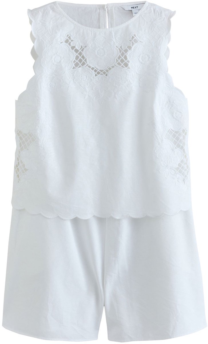 Next - Dames - 2 in 1 cutwork-playsuit - Wit