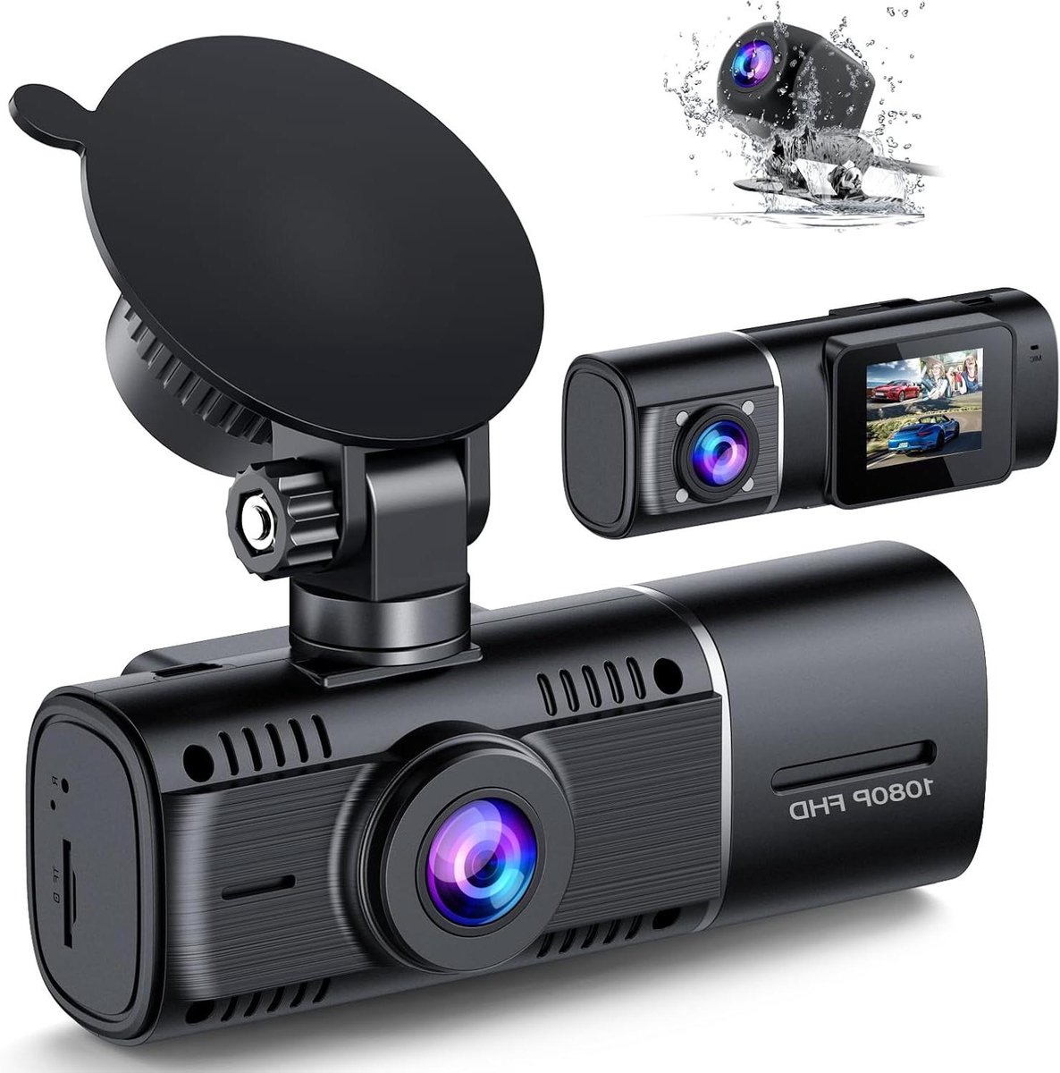Dashcam Auto - 3 Kanaals Recorder - Veiligheid Onderweg - Infrarood Nachtzicht - 1080P FHD - Zwart