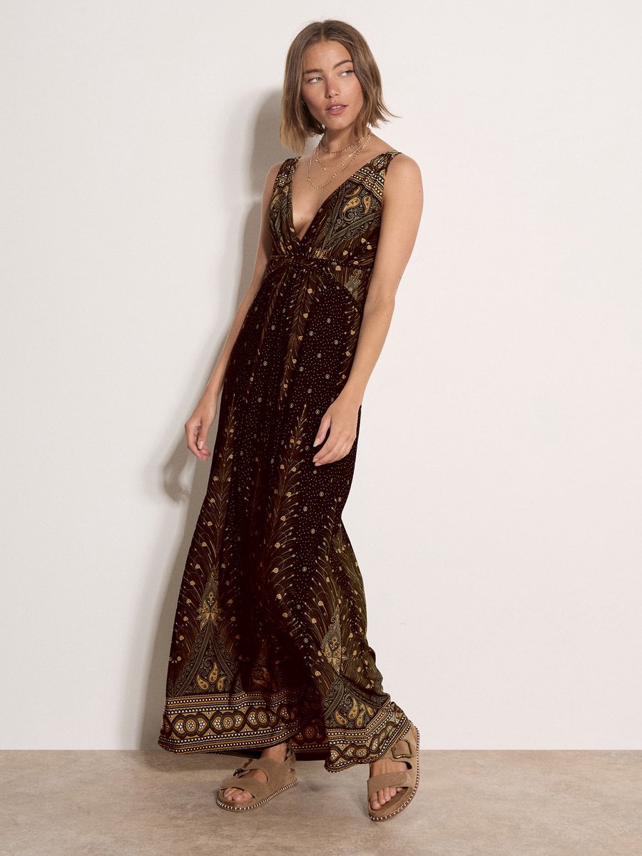 Apricot Maxi-jurk met paisley-ornament Zwart