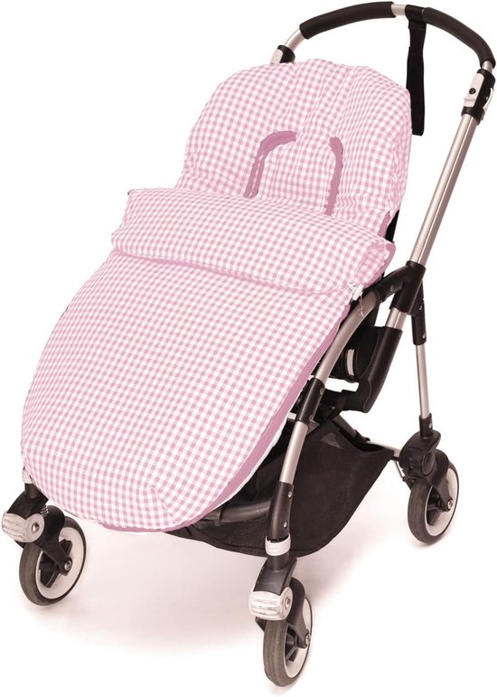 Universele voetenzak - Kinderwagen hoes - Baby warm houden - Handgemaakt in Spanje - 95 x 53 cm - Roze Vichy van Universele — afbeelding 2