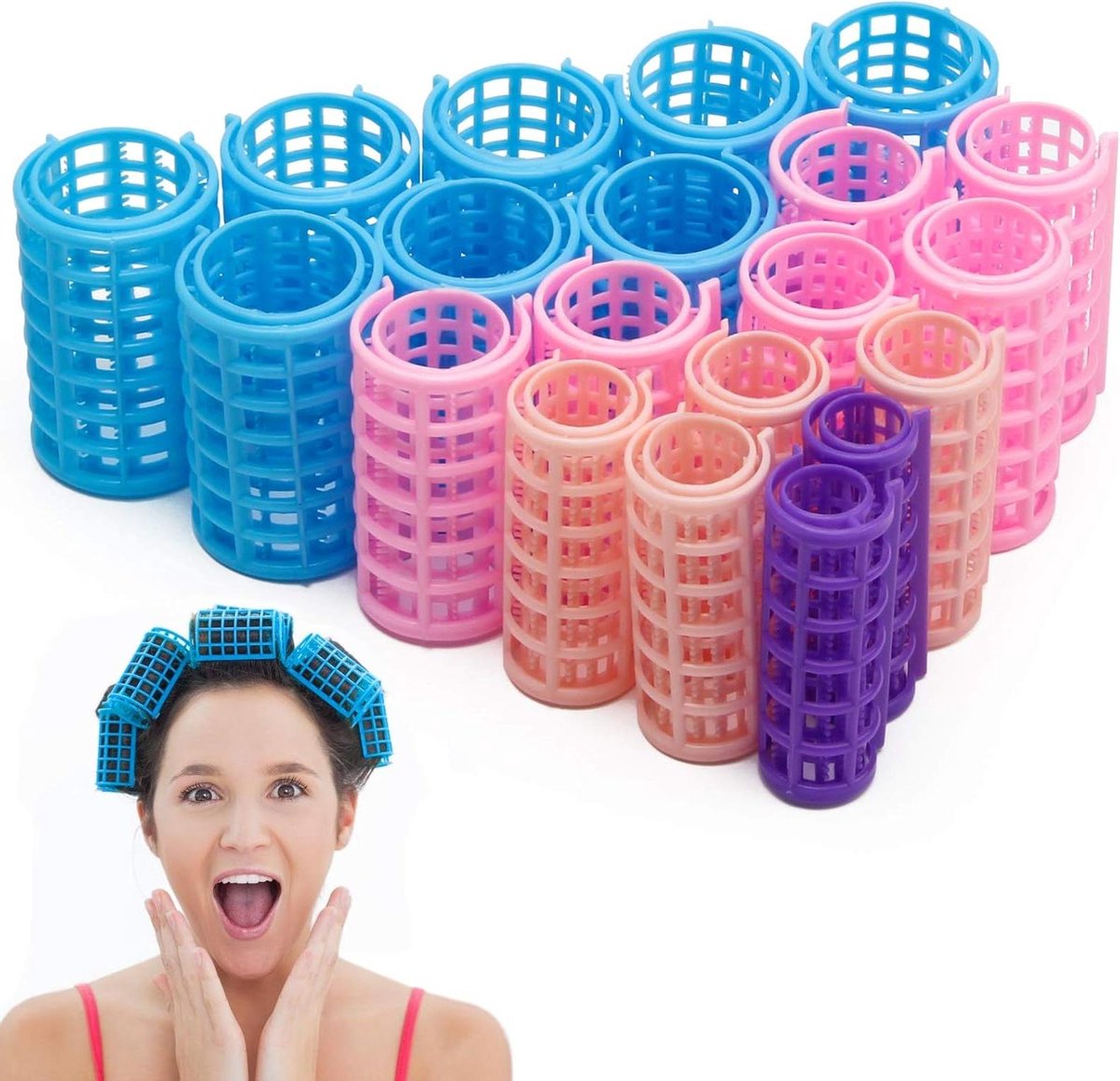 Haarrollers Set - Krulrollers Zelfklevend - Thuis Kapsel Maken - Verschillende Maten - 20 Stuks - Willekeurig