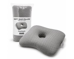 EnjoyGoods® Oorkussen met Middengat – Orthopedisch Kussen voor Zijslapers – Drukverlagend Donut Kussen voor Gevoelige Oren & Piercings – Nekondersteunend & Verstelbaar – Pijnverlichtend Hoofdkussen – Grijs