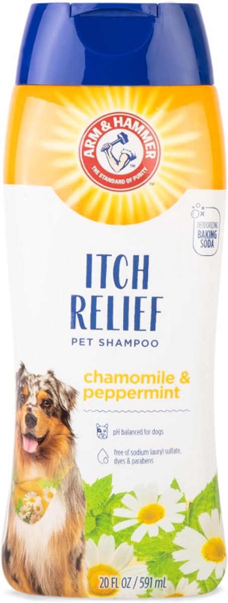 Arm & Hammer Hondenshampoo tegen Jeuk 591 ml – Met Kamille & Pepermunt – Verzacht Droge en Geïrriteerde Huid – pH Gebalanceerd – Vrij van SLS & Parabenen