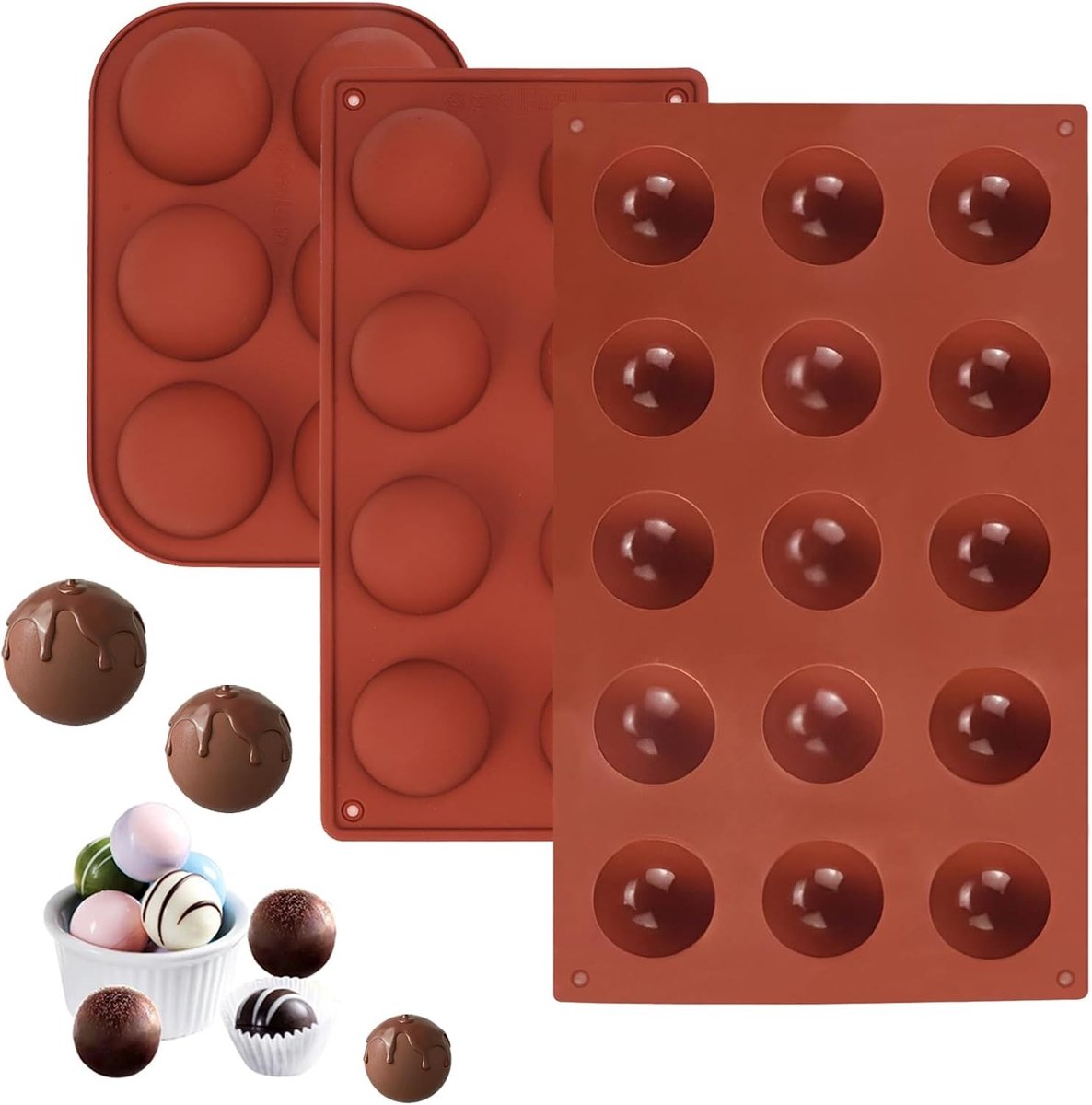 Set van 3 Flexibele Siliconen Mallen voor Chocolade, Cake en Jelly | Ideaal voor het Maken van Taarten, Desserts en Snoepgoed