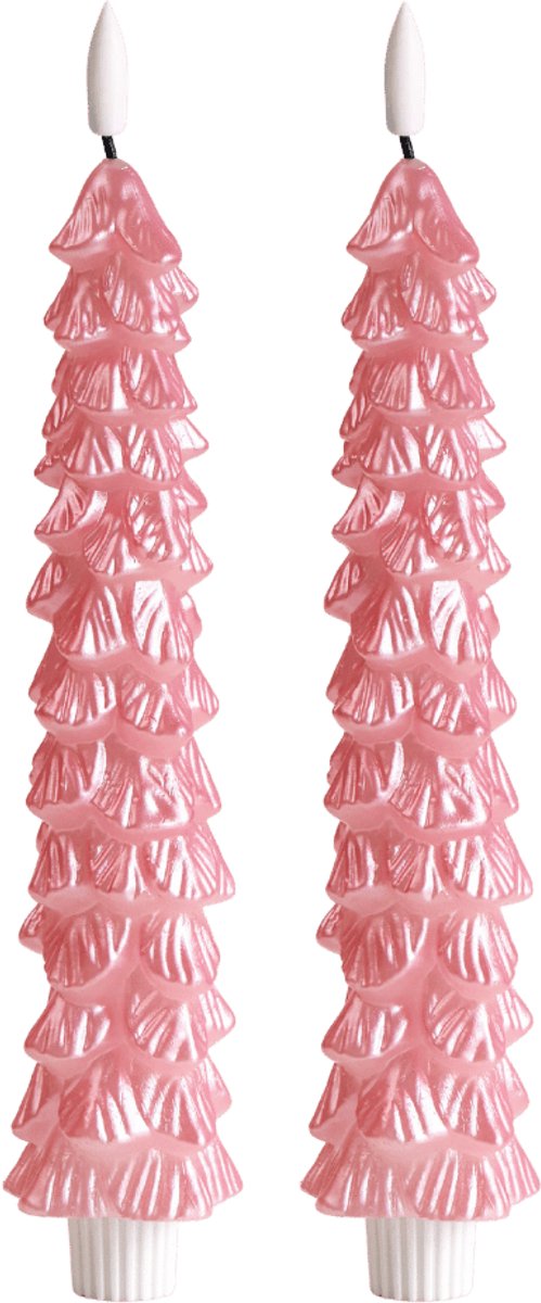 LED Kerstboom Kaars Roze - Set van 2 - Timerfunctie - Aifcandles
