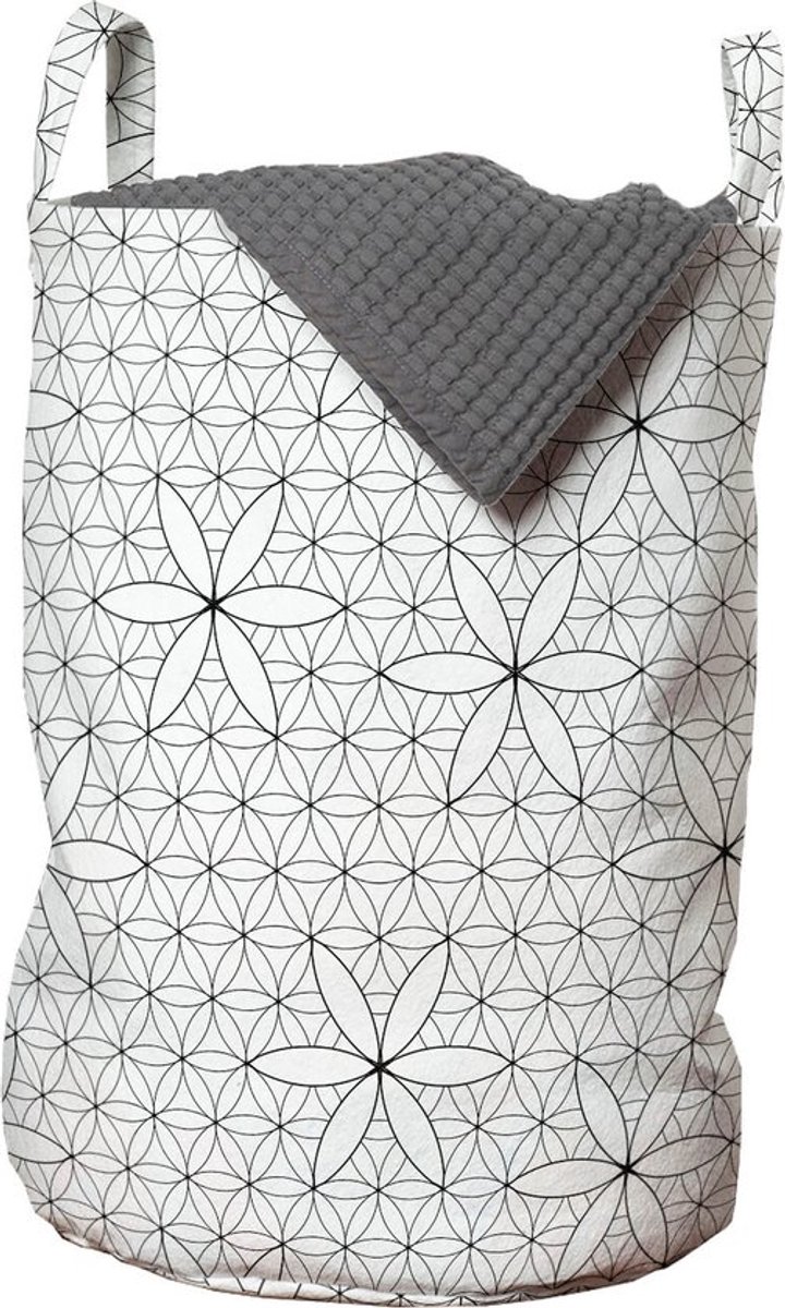 New Bed, Opbergmand kinderkamer met Alchemie Levensbloem Herhaling, Speelgoedmand kinderen met Handvatten en Koordsluiting - Speelgoedkist- Wasmand Kinderkamer - Wasbox - 33 x 48 cm