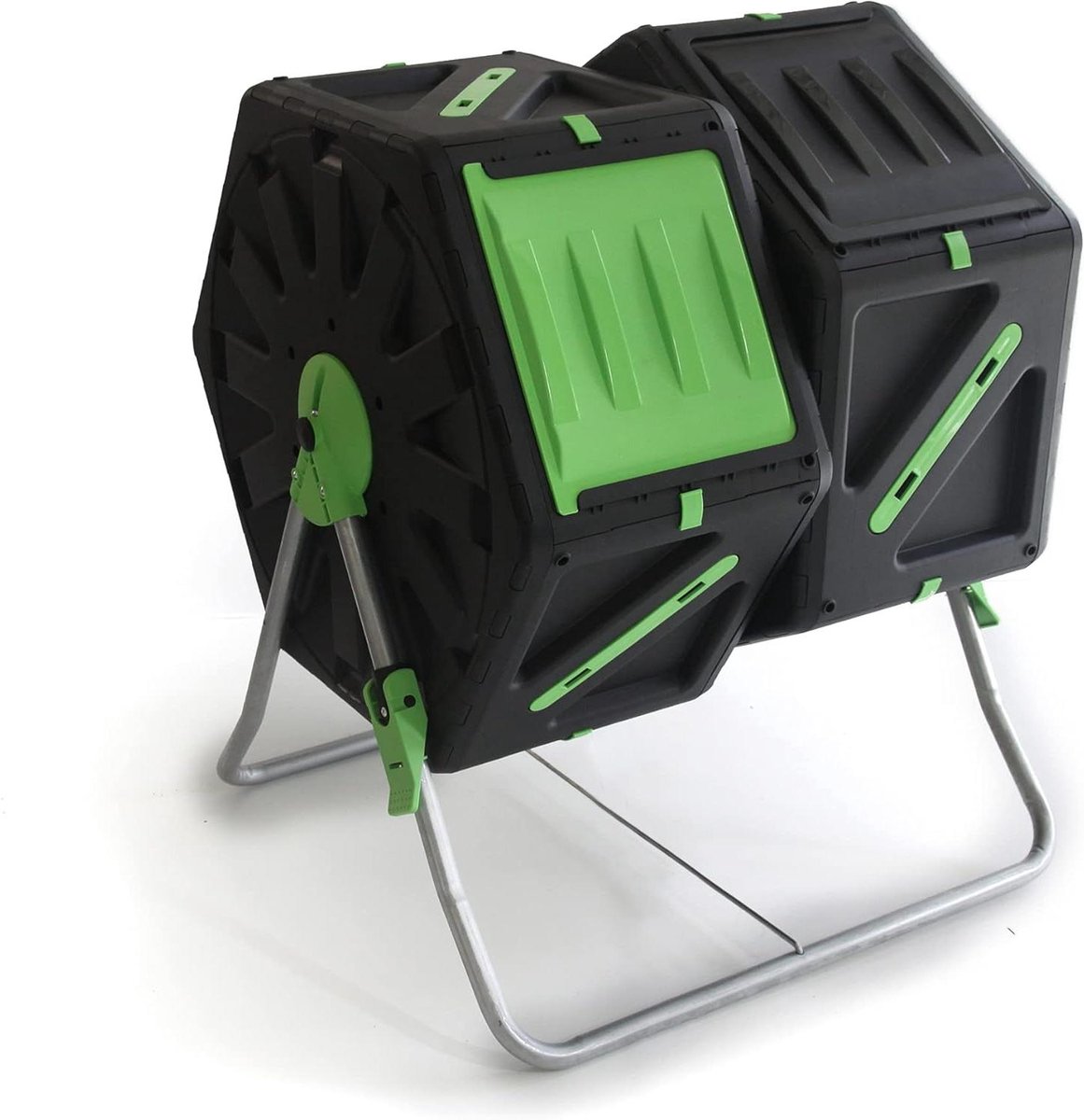 Compostbak Trommel - Composteerunit - Afval Verwerken - Dubbele Composteerunit - 140 Liter - Zwart