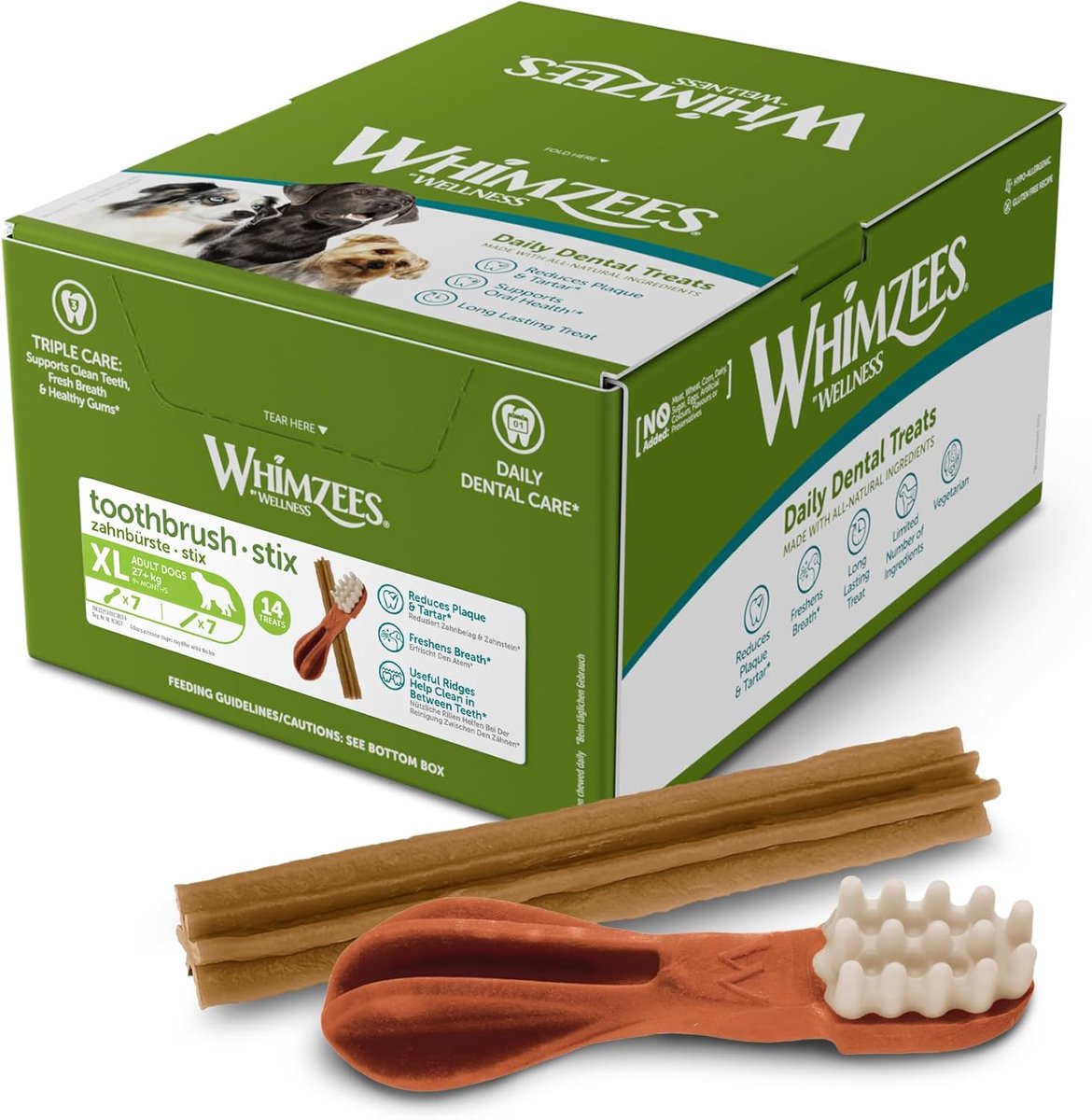 SnelShoppen - WHIMZEES Variëteitenbox XL 14 Stuks - Kauwsnacks voor Zeer Grote Honden - Natuurlijk, Graanvrij, Vegetarisch, Zonder Toegevoegde Suiker