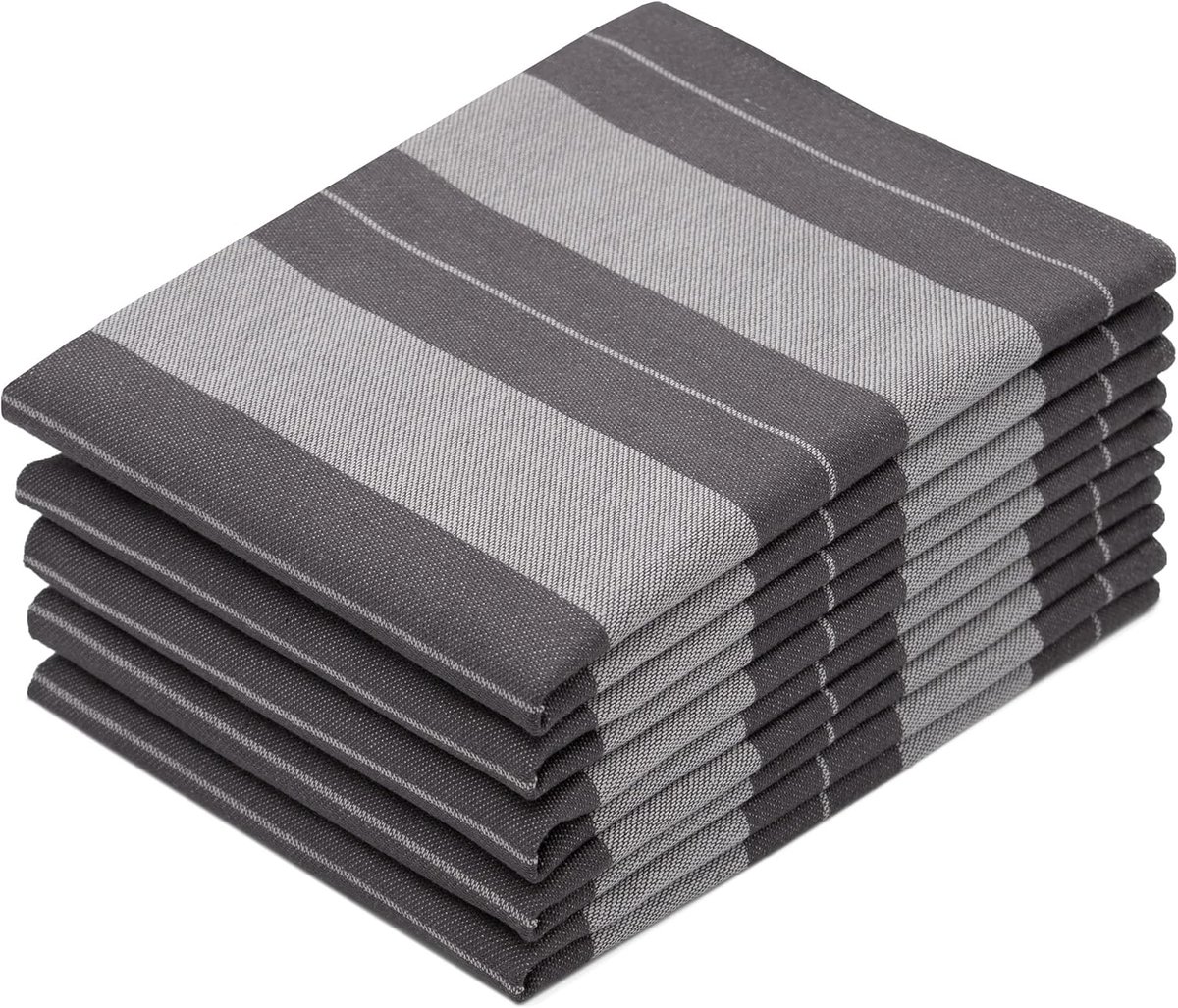 SnelShoppen - Set van 5 Theedoeken Katoen 50x70 cm - Absorberende Keukendoeken Grafiet Gestreept - Duurzame Theedoeken Wasbaar tot 60 °C - Oeko Tex®-g