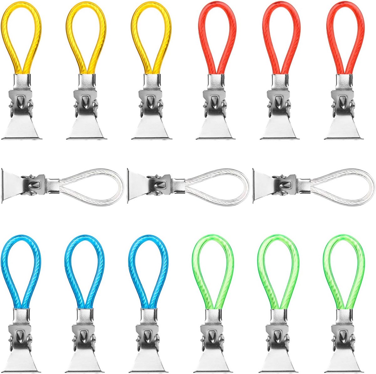 SnelShoppen - 15 Stuks Handdoek Klemmen Clips Kleurige Vervangende Ogen voor Keuken Theedoeken Handdoek Clip Set Badkamer Keuken 5 Kleuren