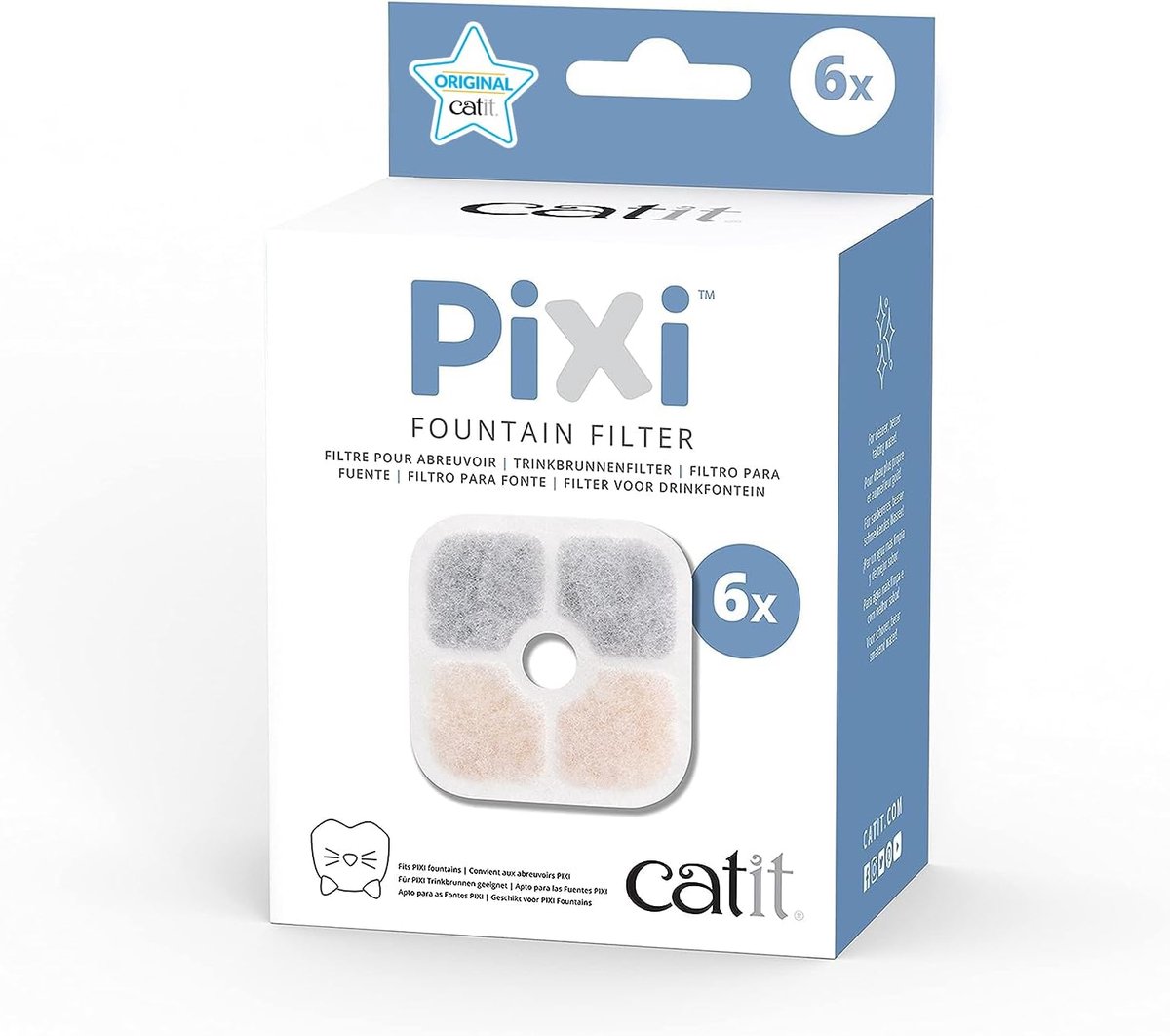 SnelShoppen - Catit Pixi Vervangingsfilter Drinkfonteinfilter voor Katten - 6 Stuks, Wit - Ergonomisch, Stressvrij Drinkoppervlak, Perfect voor Kieske