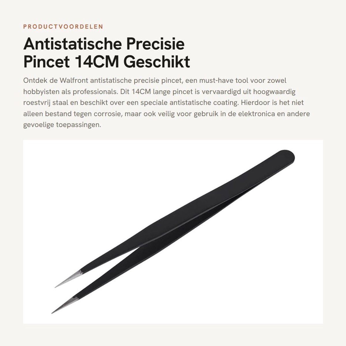 Dailygoods - Antistatische Precisie Pincet 14CM - Geschikt voor Nagelkunst en Elektronica