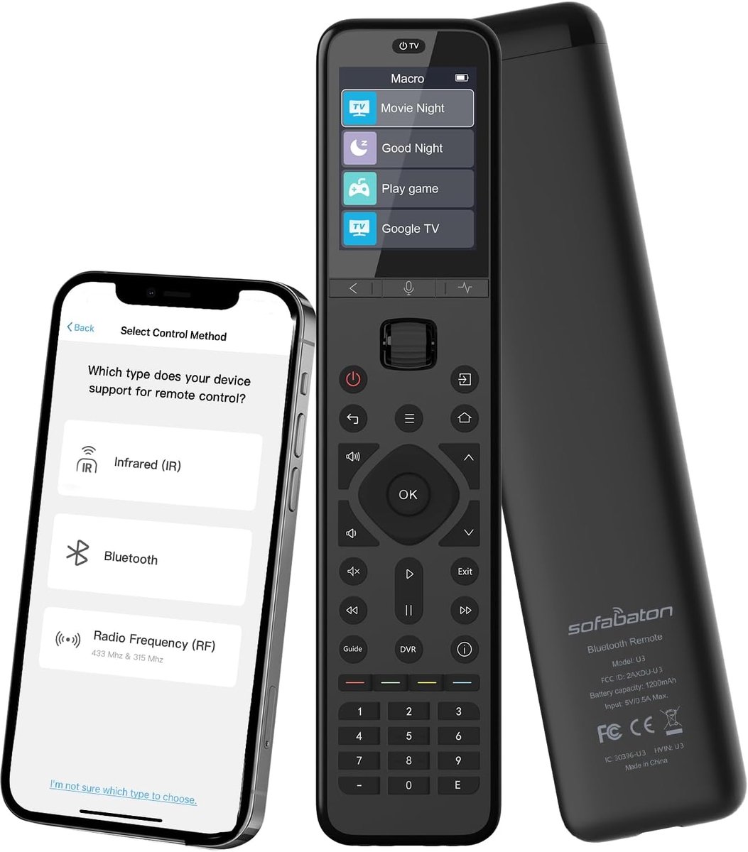 Thijox - Universele Afstandsbediening SofaBaton U3, All-in-One Smart Afstandsbediening met App, Bluetooth, Air Mouse, Google Spraakbesturing, Voor TV,
