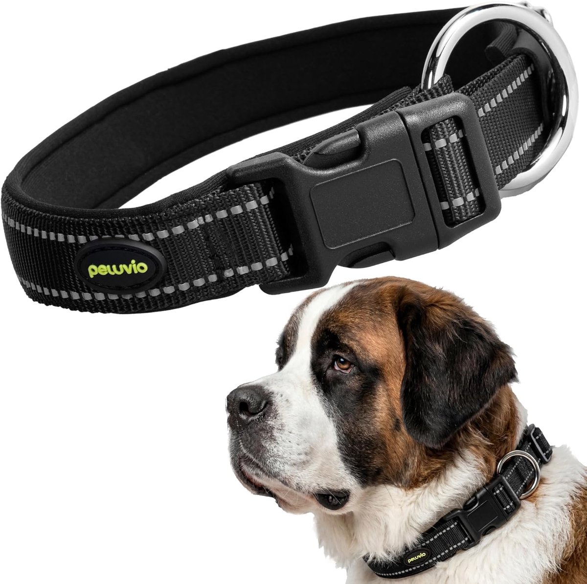 SnelShoppen - Reflecterende Nylon Hondenhalsband, Verstelbare Hondenhalsband met Metalen Gesp, Sterke Waterbestendige Hondenhalsband voor Kleine, Midd