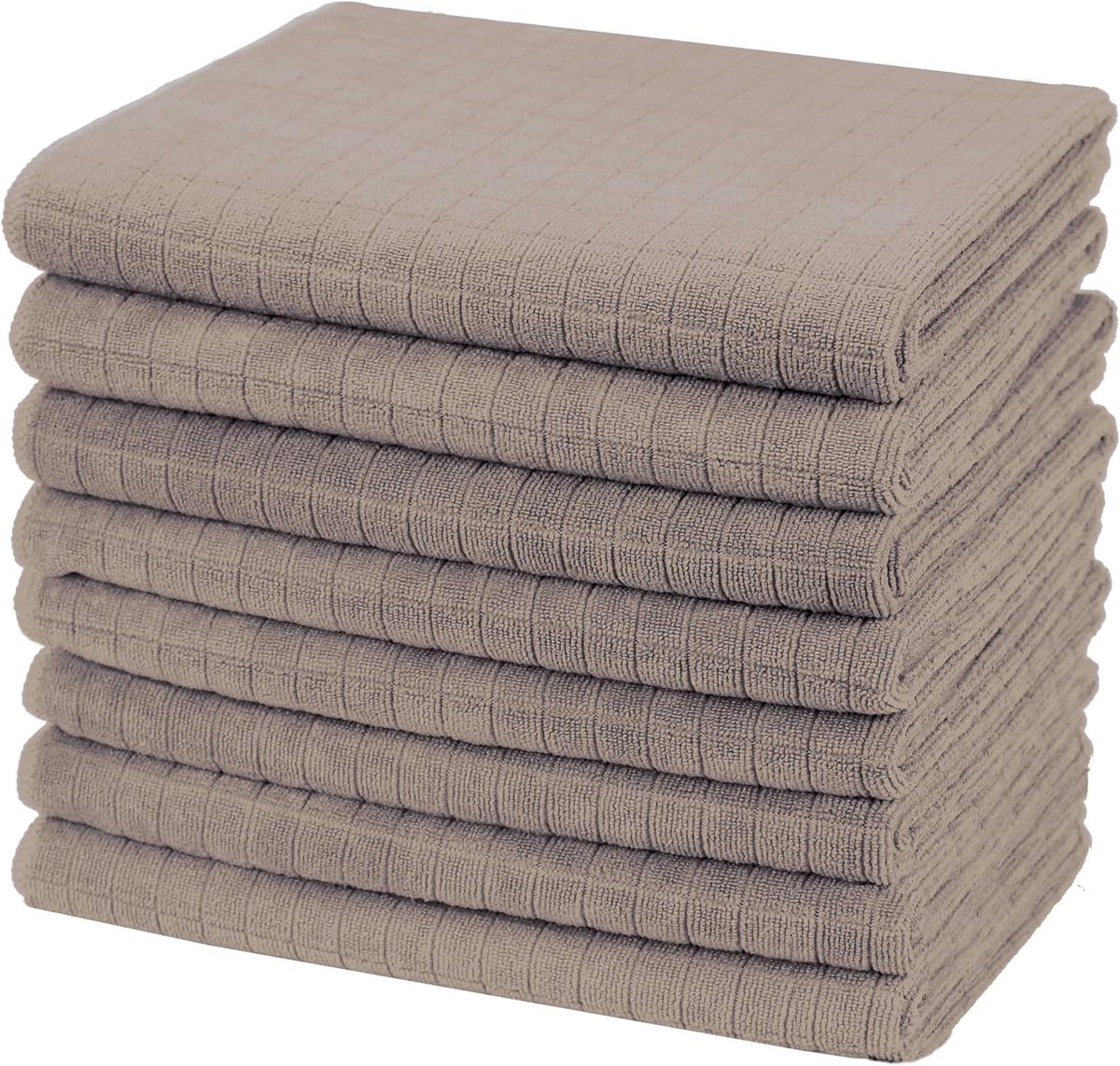 SnelShoppen - Set van 8 Microvezel Theedoeken 45x65 cm - Zacht, Super Absorberend, Pluisvrij - Kaki Keukendoeken voor Dagelijks Gebruik