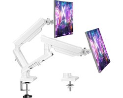 Thijox - ELIVED Monitorhouder voor 2 Monitoren 13-32 Inch - VESA 75/100 mm - Gasveer Monitorarm met Kantel- en Draaimogelijkheden - Wit - Ideaal voor