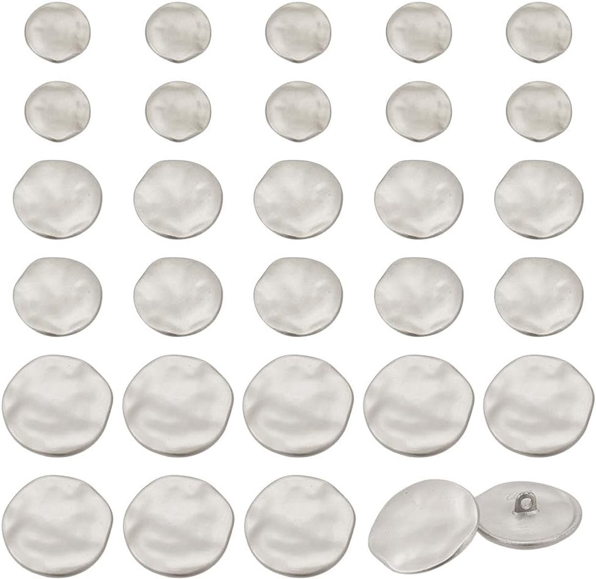 30 Stuks Zilveren Metalen Shank Knoppen, 18.5/25/30.5mm Platte Ronde Knoppen voor Costumes, Naaiwerk en DIY Creaties