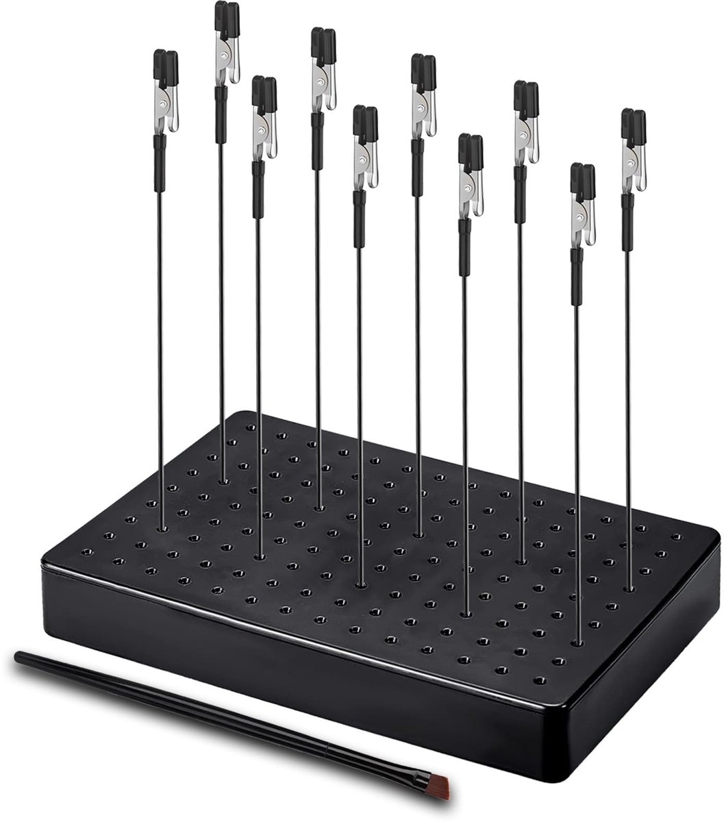 Modelbouwaccessoires, 10 krokodillenklemmen, 1 borstel en 1 basis. Robuuste en stabiele derde hand. Ideaal voor modelbouwaccessoires, airbrush-accessoires, verfstandaard en helpende hand
