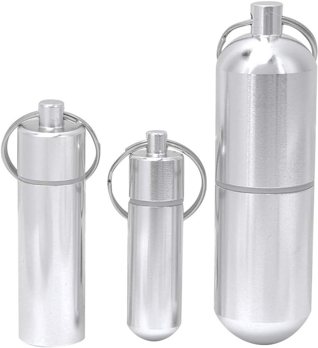 3 Stuks Mini Pillendoos, Kleine Medicijncontainer van Aluminium, Waterdichte Tabletbox met Sleutelhanger voor Reizen en Kamperen