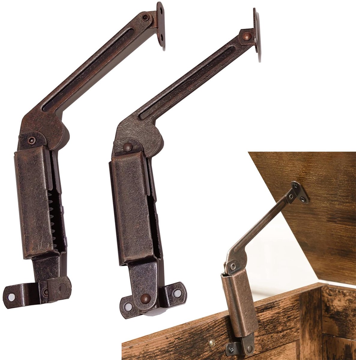 Deksel ondersteuning scharnieren met veer, salontafel hefhardware, 7,9 inch, 2-pack