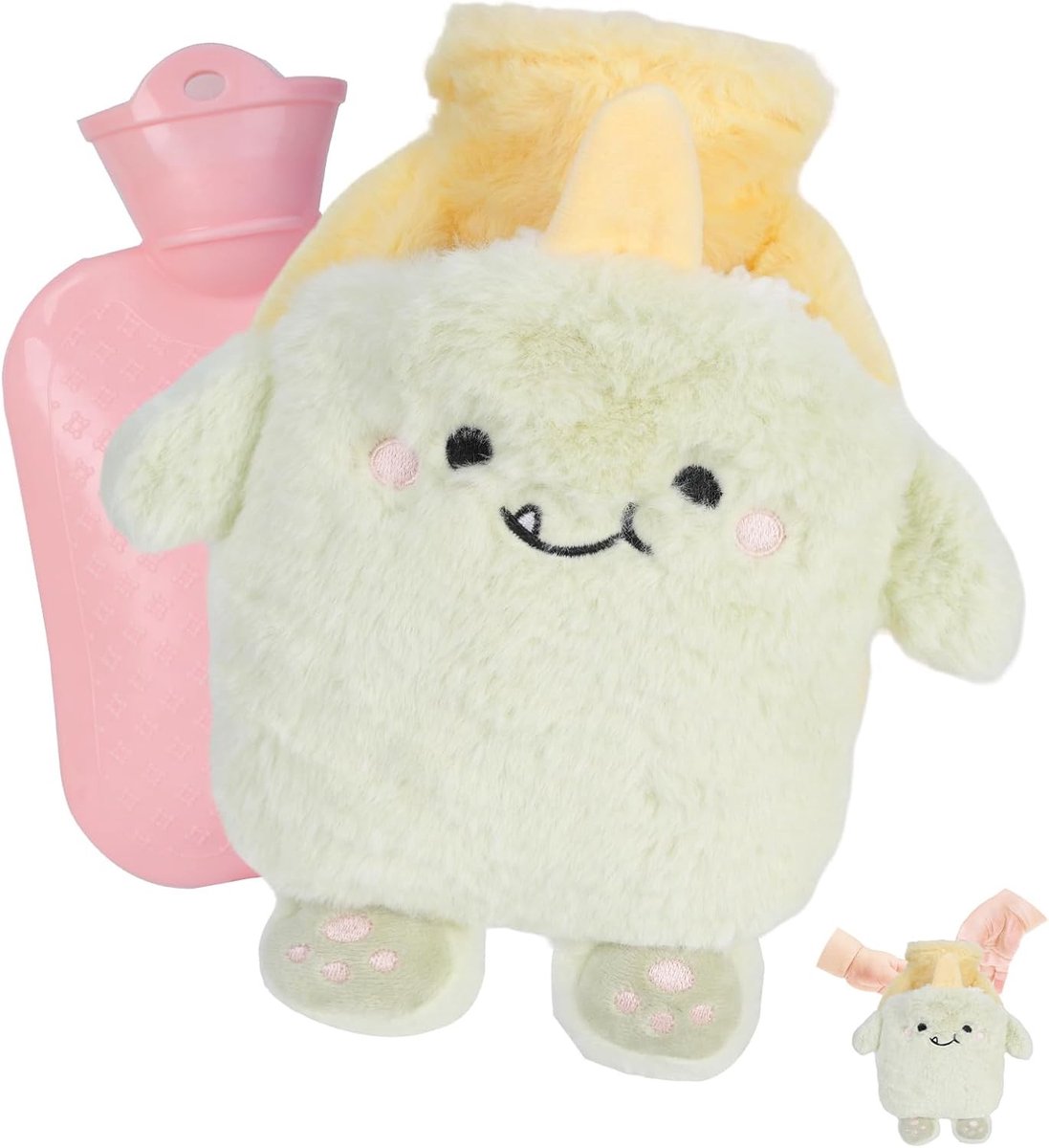 Warmwaterkruik met Pluche Hoes van 400ml - Zachte en Schattige Warmtezak voor Nek, Schouders en Handen met Unicorn Patroon