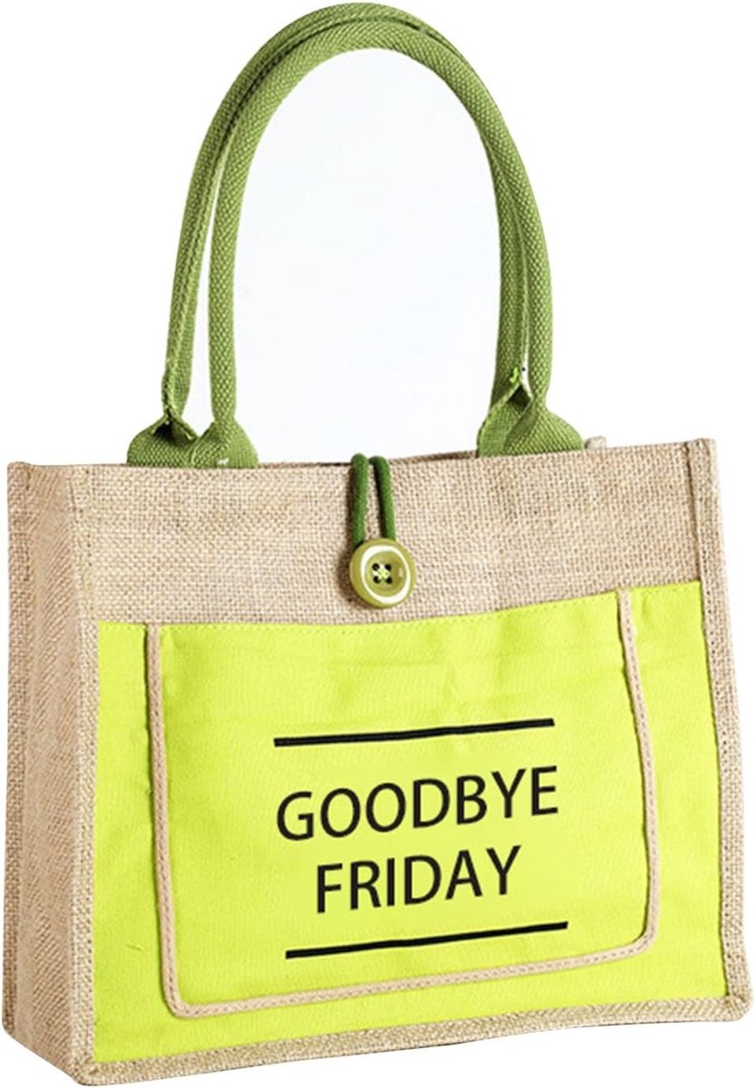 Duurzame Jute Tote Bag, Herbruikbare Winkeltas met Print, Ideaal voor Strand, Dagelijks Gebruik en Picknicks