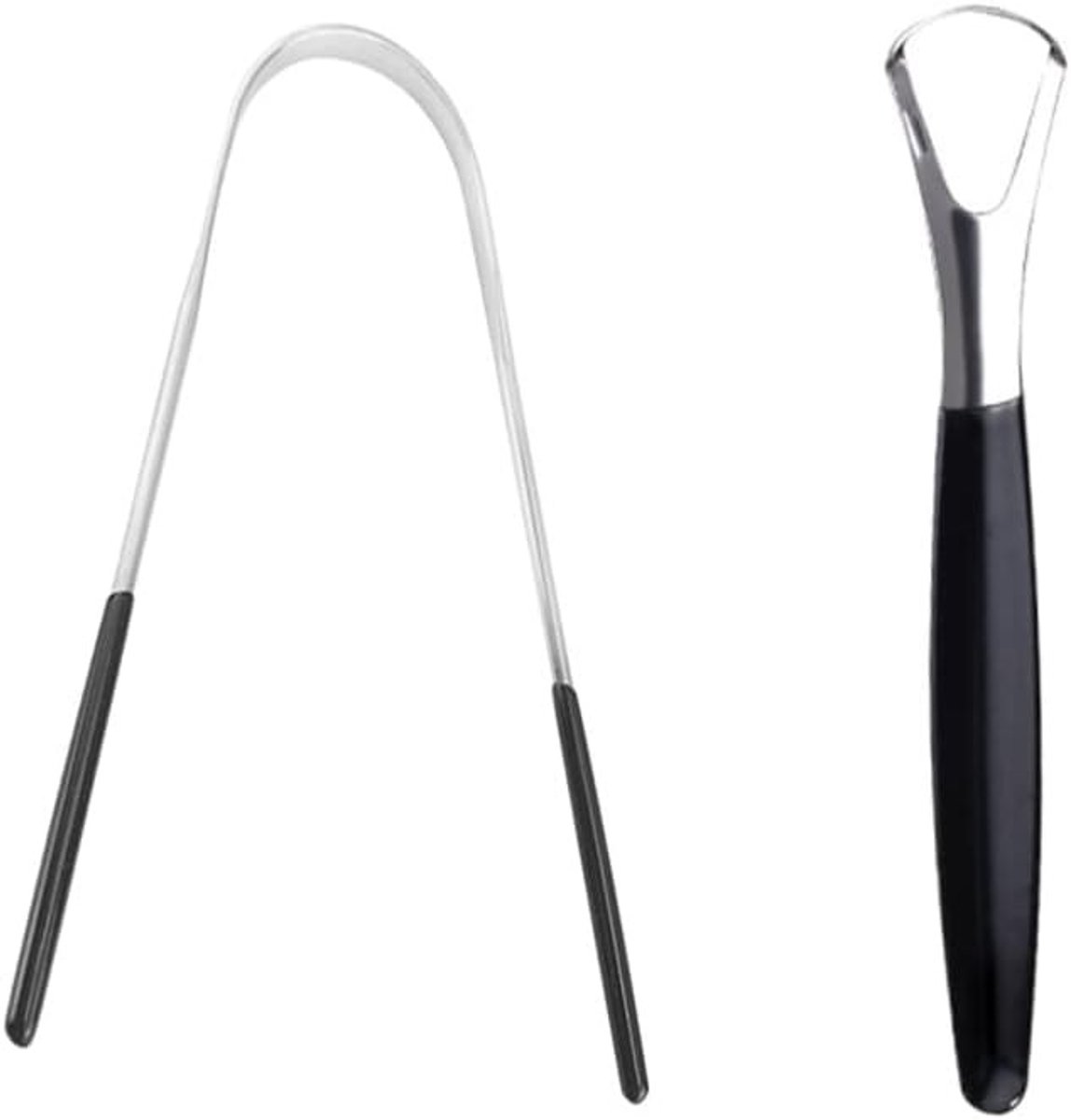 Effectieve Tongue Scraper Set van RVS in U-vorm, Ideaal voor Mondhygiëne en Frisse Adem, Veilig en Comfortabel in Gebruik