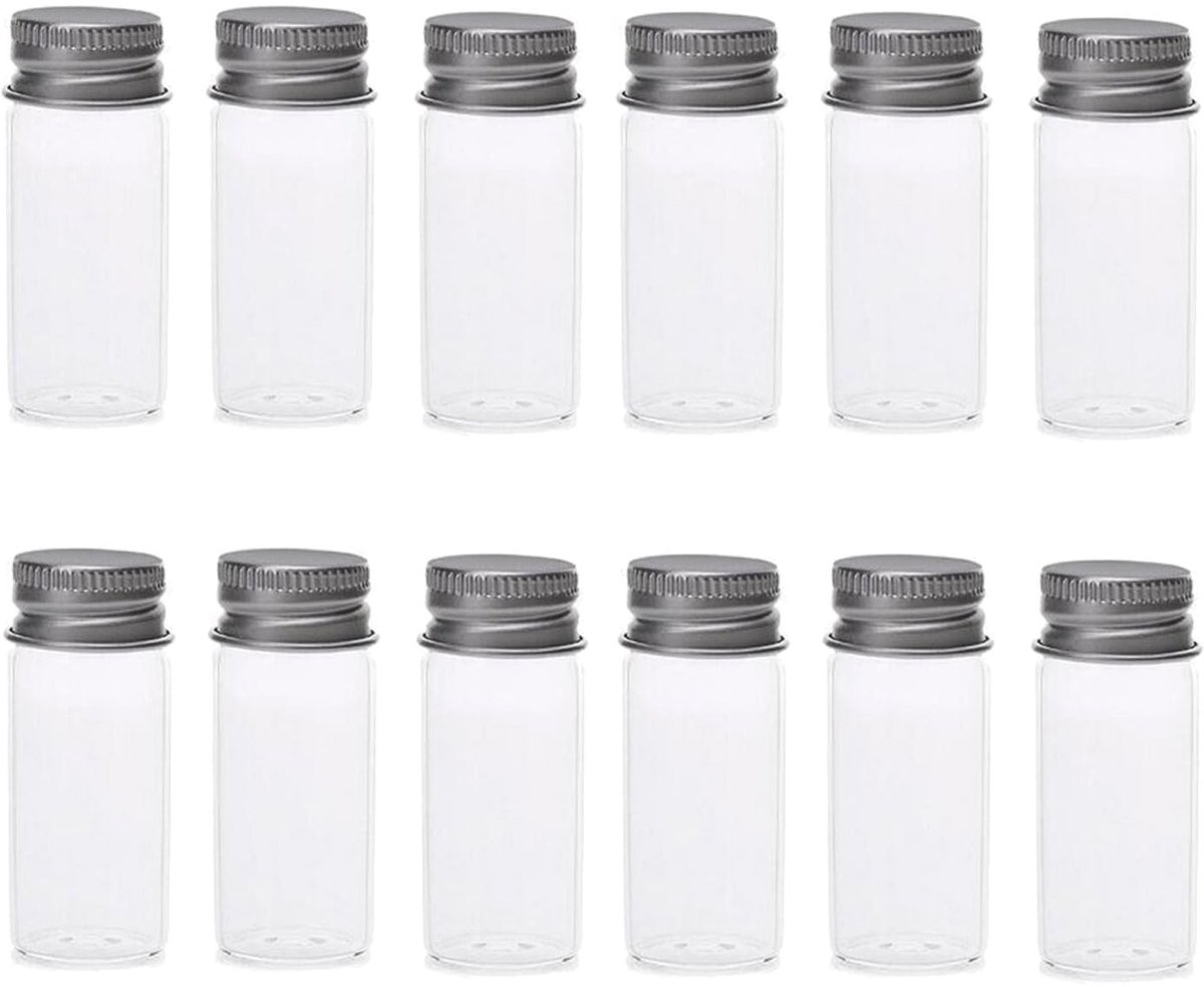 Inovra- Glazen Flessen 15ml - Mini Potjes met Schroefdop - 12 Stuks - Duurzaam Glas - Lekvrij - Transparant