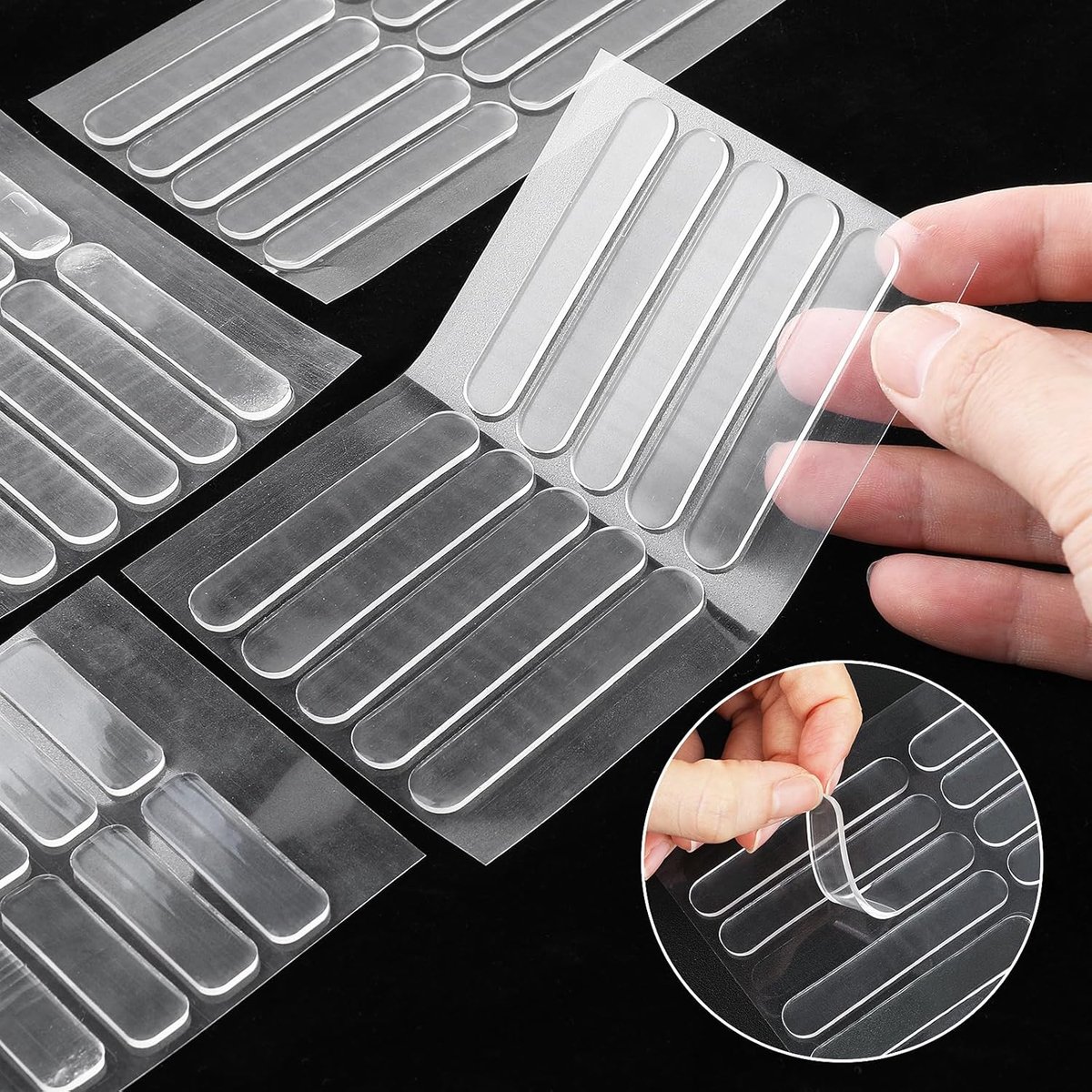 40 pcs Self Adhesive Rubber Bumper Stripes, Clear Cabinet Door Bumpers Soft Cabinet Stoppers Clear Bumpers for Cabinets, Bumper Pads, Rubber Bumper Strip for Noise Reducing, Protect