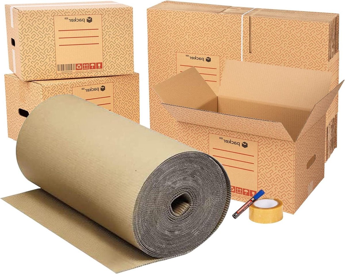 Verhuisdozen Set - Opbergdozen Karton - Veilig Verhuizen - Dubbel Kanaal Karton - 5x 60x40x40cm - Bruin