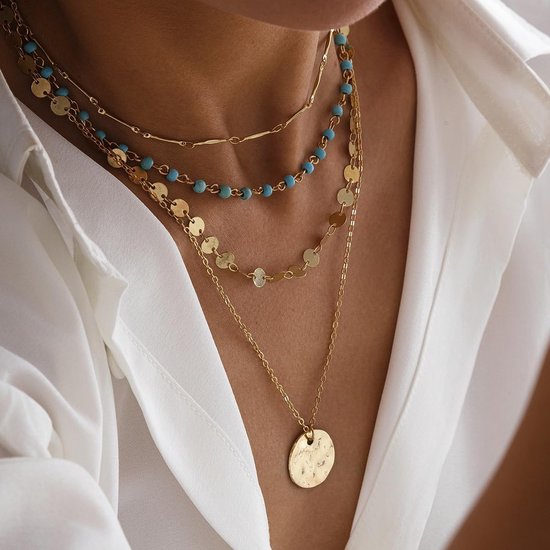 stijl halsketting voor dames, gouden ketting voor dames, halsketting in landhuisstijl, zomerse strandketting — afbeelding 4