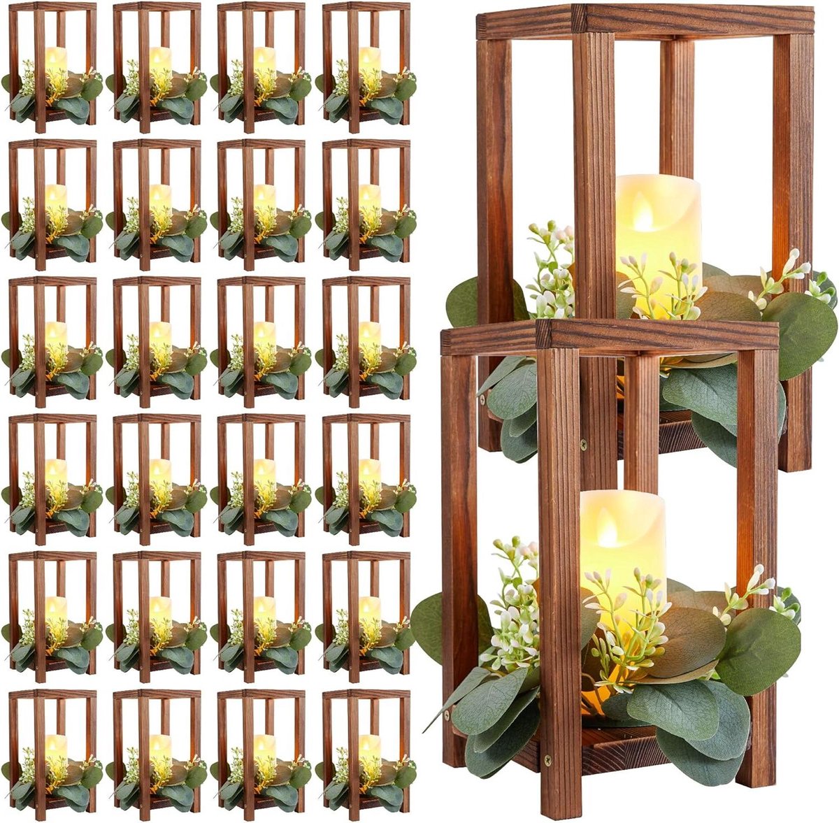 Houten Bruiloft Lantaarns - Kaarsenhouders Decoratie - Tafeldecoratie Creëren - Set van 12 stuks
