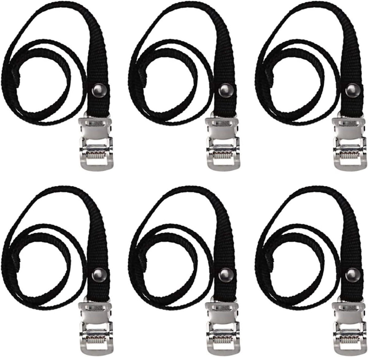 Pedaal Bandjes - Fietstrainer Accessoires - Veilig Fietsen - Verstelbaar Nylon - 6 Stuks - Zwart