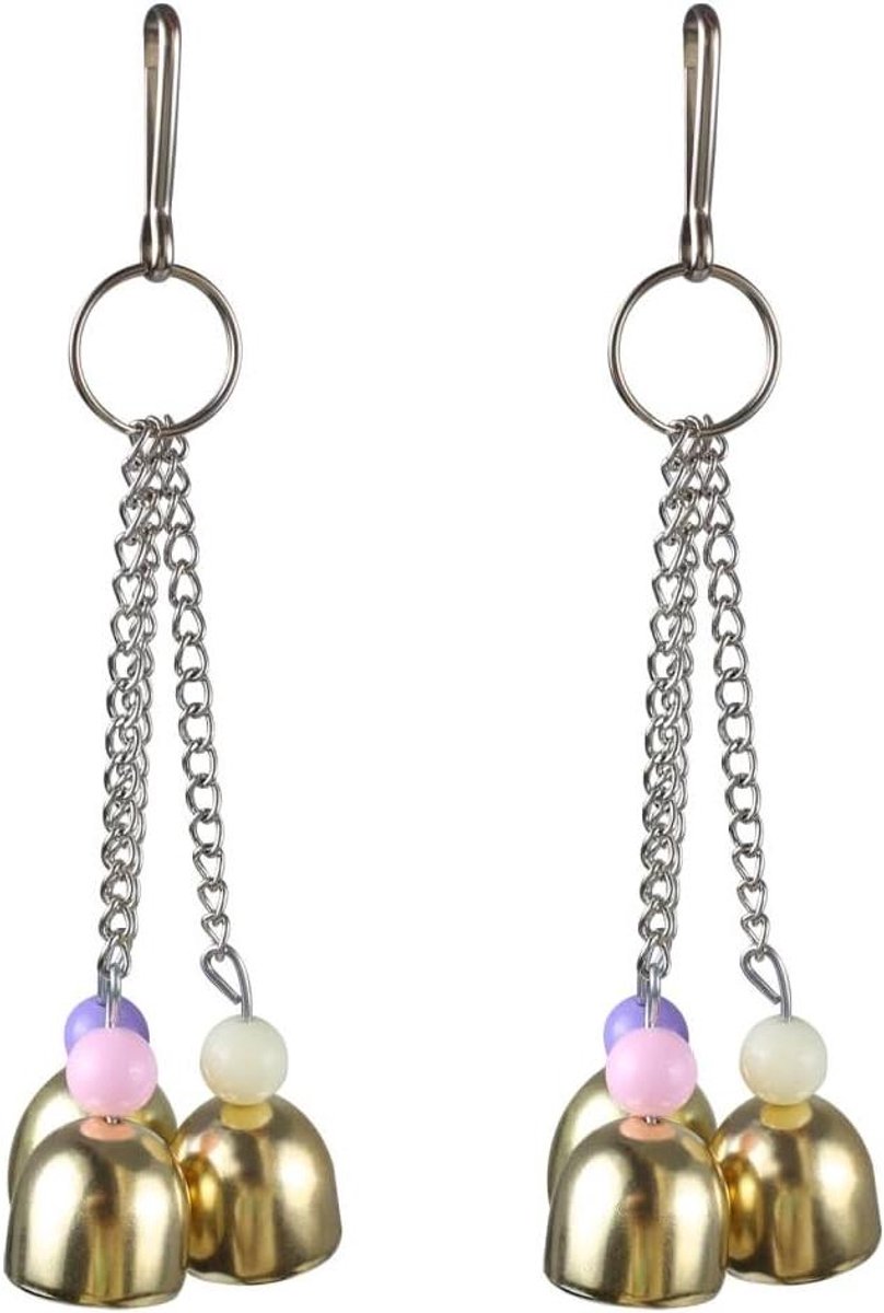 Vogel Speelgoed - Bel & Klimtouw - Vogel Verrijking - Duurzaam Metaal - 20 cm Lengte - Multicolor