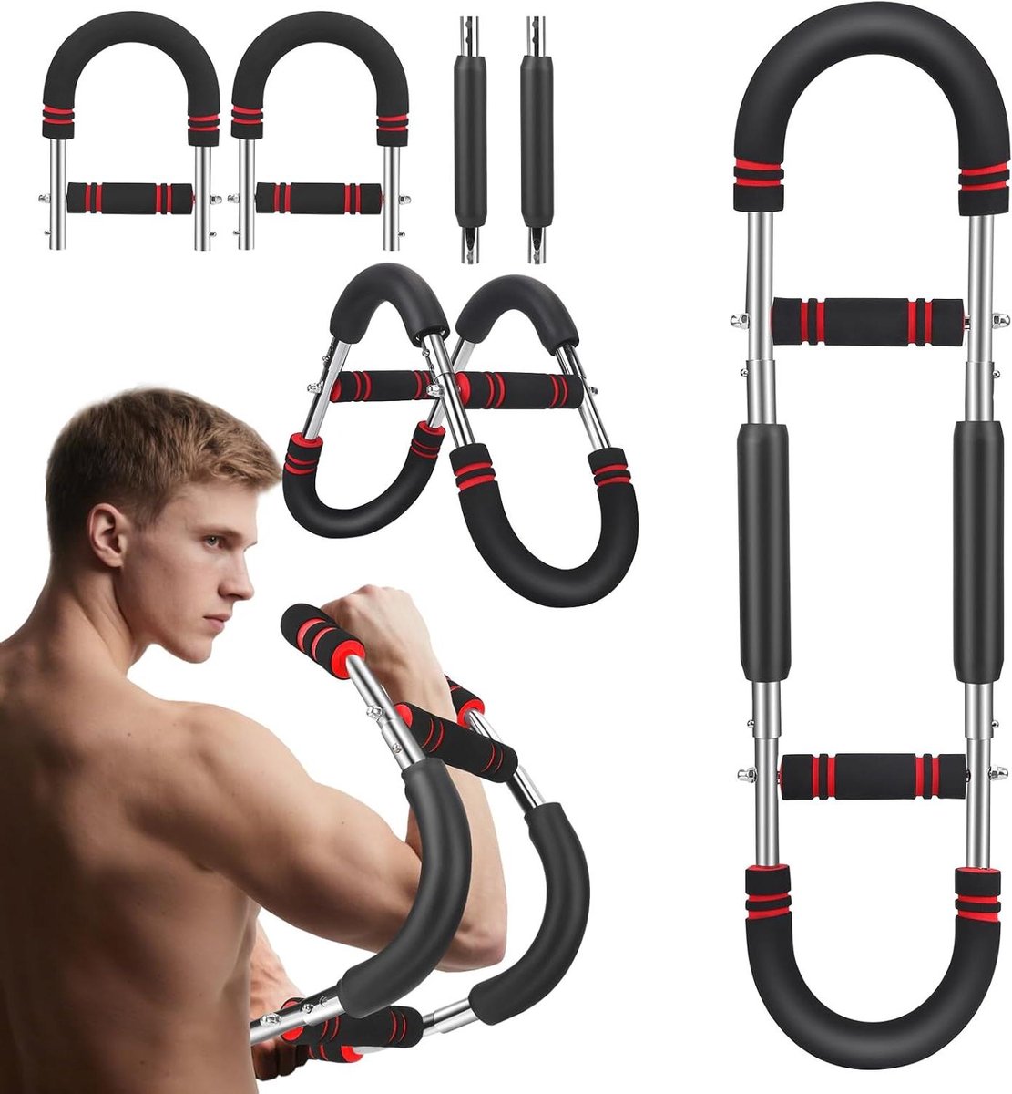 Verstelbare Armtrainer - Kracht Trainer - Spieropbouw Thuis - Verstelbare Weerstand - 66.5 cm - Zwart