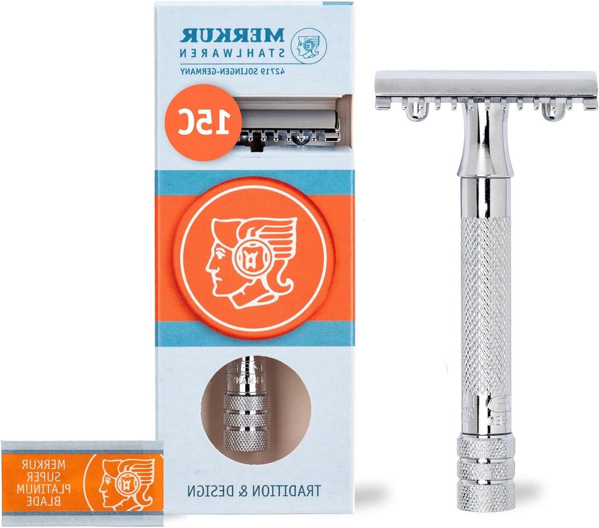 Klassiek Scheermes - Veiligheidsscheermes Nat - Glad Scheren - Open Tandkam - 82x41x25 mm - Glans Chroom