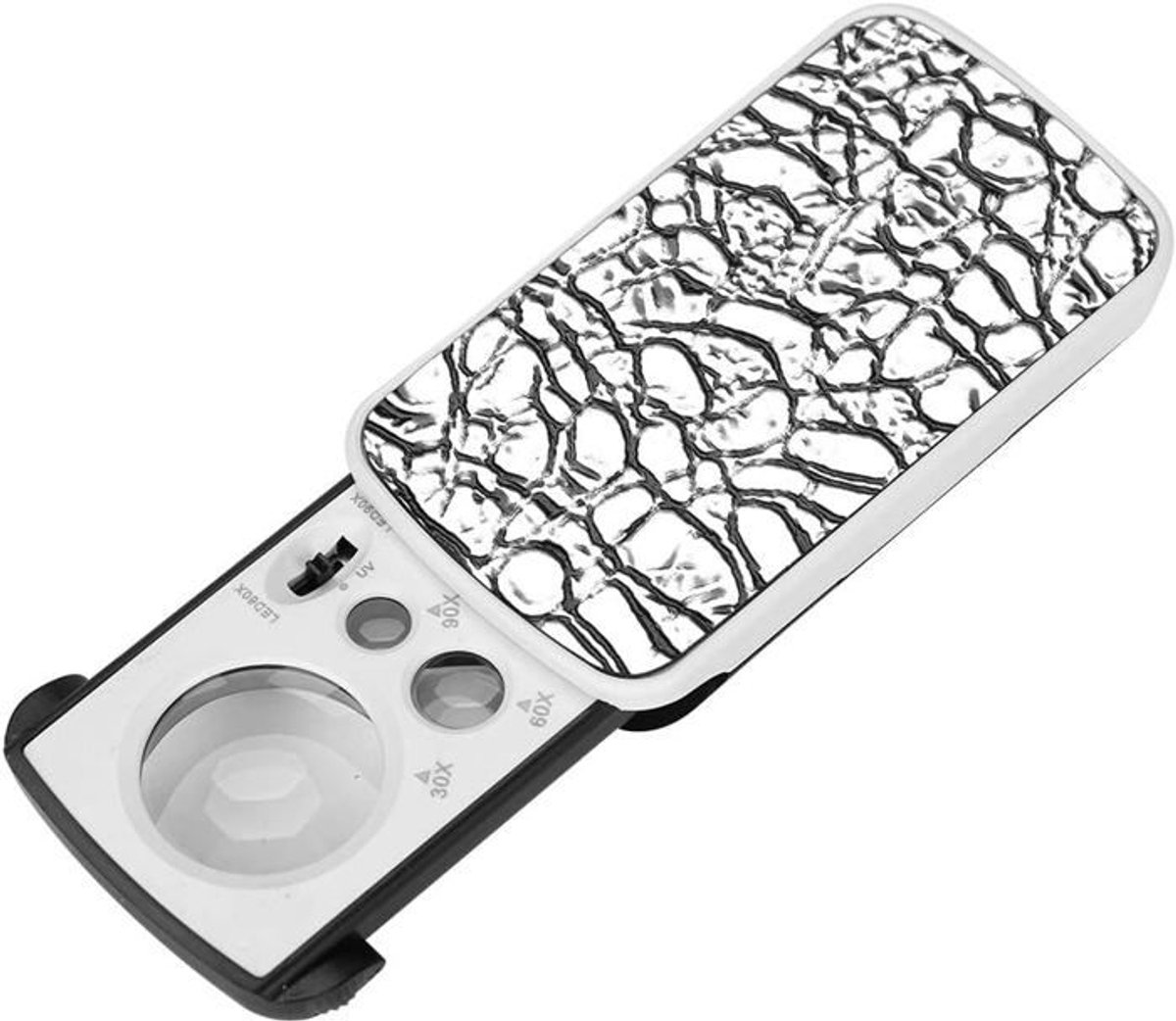 Zakvergrootglas met ledverlichting, voorzien van telescopische vergrootlenzen met 30x, 60x en 90x vergroting, draagbaar elektronisch vergrootglas.