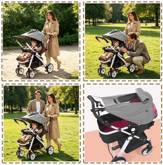 Zonnezeil voor Kinderwagen met UV Bescherming 50+ en Waterdicht van Merkloos — afbeelding 3