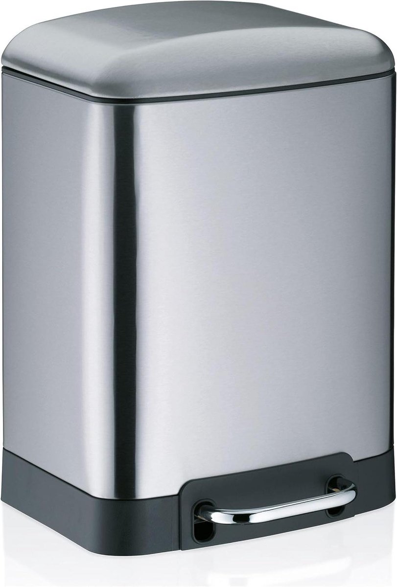 Afvalemmer Pedaal - Prullenbak Badkamer - Huishoudelijk Afval - Roestvrij Staal - 6 Liter - Zilver