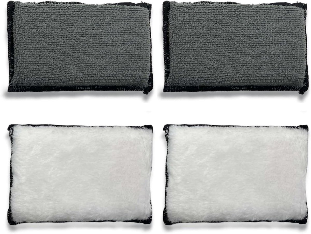 Auto Interieur Reiniger - Microvezel Pads - Cockpit Schoonmaken - Sterke Reinigingskracht - 4 Stuks - Grijs Wit