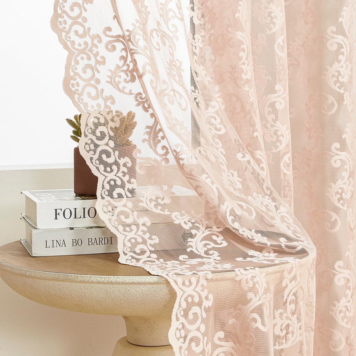 Gordijnen, 2 stuks, victoriaanse bloemengordijnen voor woonkamer en slaapkamer, met trekkoord, lichtdoorlatend, romantische paisley-gordijnen, priscilla-raamdecoratie, 52 x 63 cm