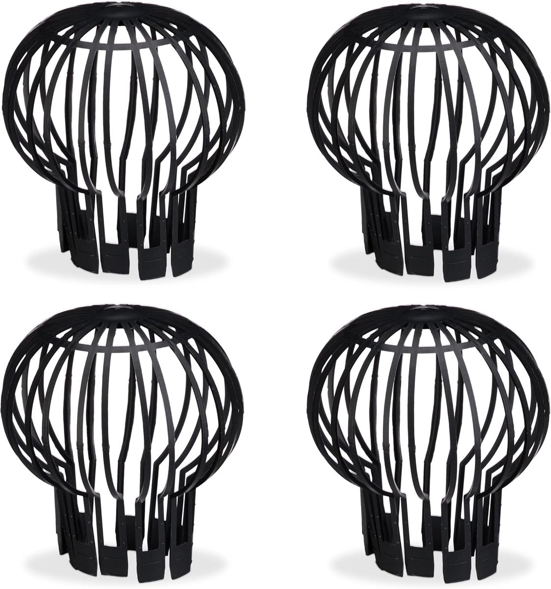 regenpijp beschermer, set van 4, Ø 12 cm, kunststof boldraadrooster, bladvanger, dakgootbeschermer, zwart