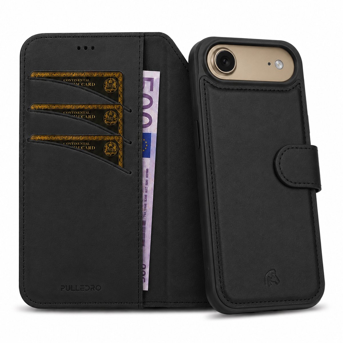 Pulledro geschikt voor iPhone Air Uitneembare Lederen BookCase - MagSafe - RFID - Rustic Black
