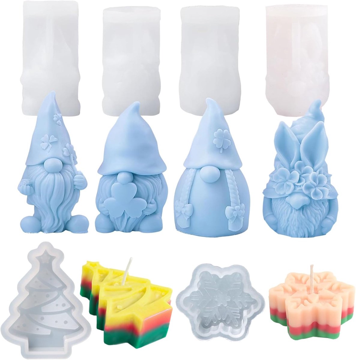 3D Wichtel siliconenvorm, kerstman kaars siliconenvorm, kerstmis dwerg kaarsvorm, vormen zeepvorm, voor DIY siliconen kaars gietvorm (geluksgras dik)