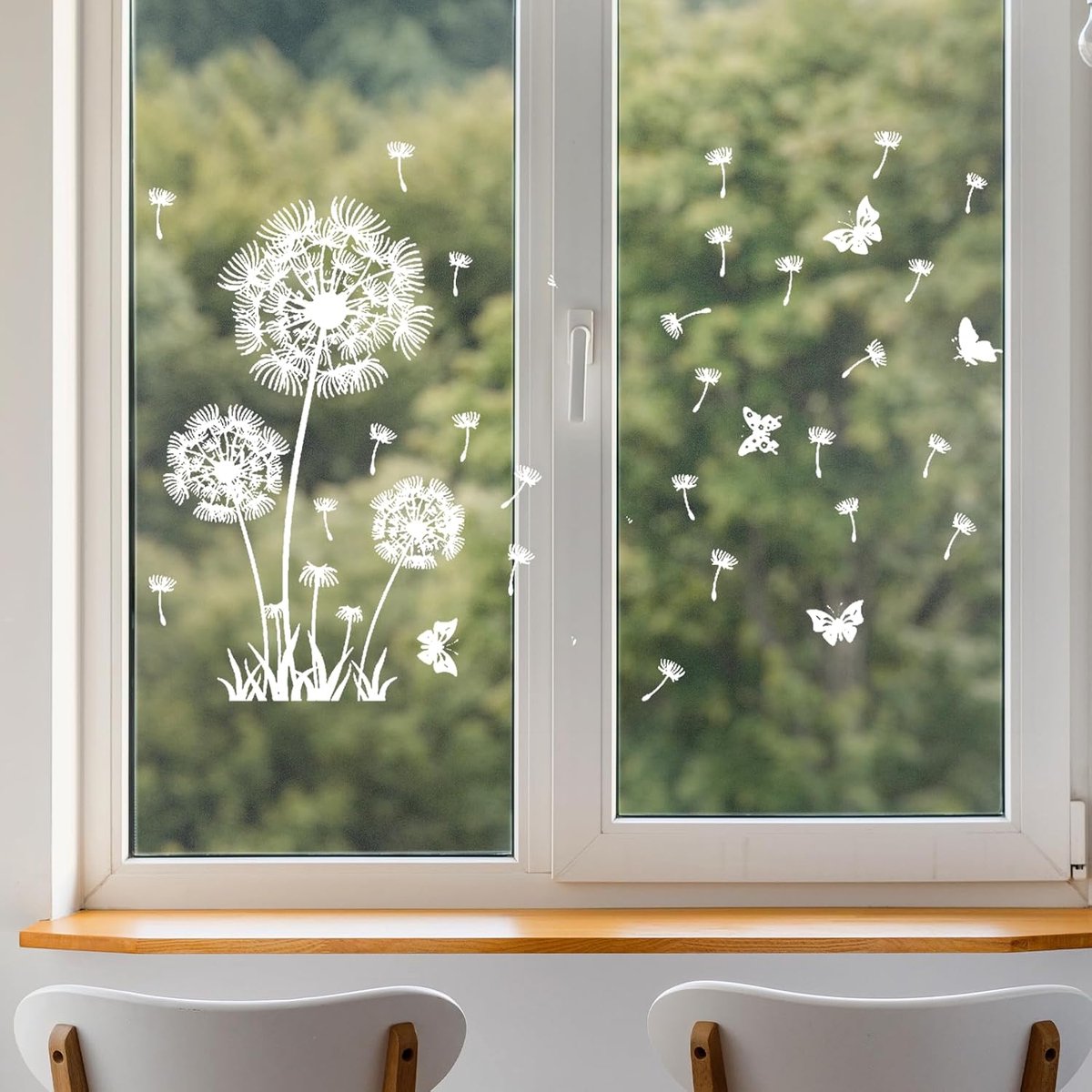 wandstickers, paardenbloem, raamafbeeldingen, herbruikbare paardenbloem, raamstickers, witte paardenbloem, vlinders, wandsticker, decoratiefolie, voor keuken, badkamer, hal, raam, deur
